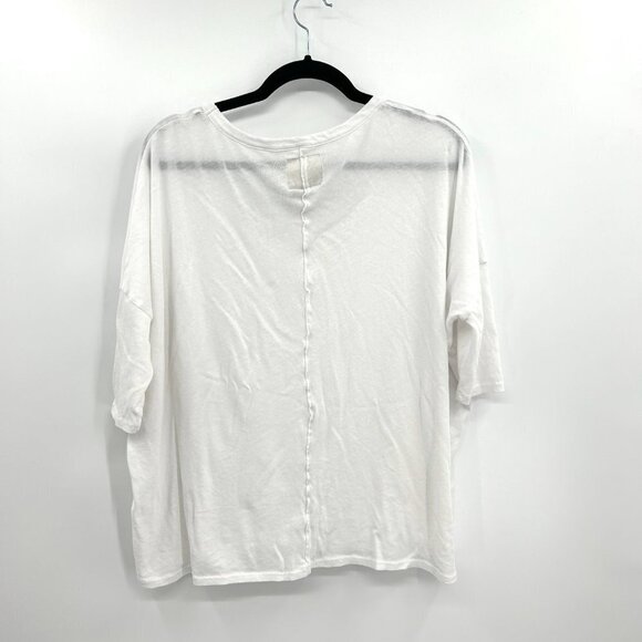 CHASER *Flawed* White Oversized Scoop Neck Dolman Sleeve Tee Size Medium - Picture 2 of 4